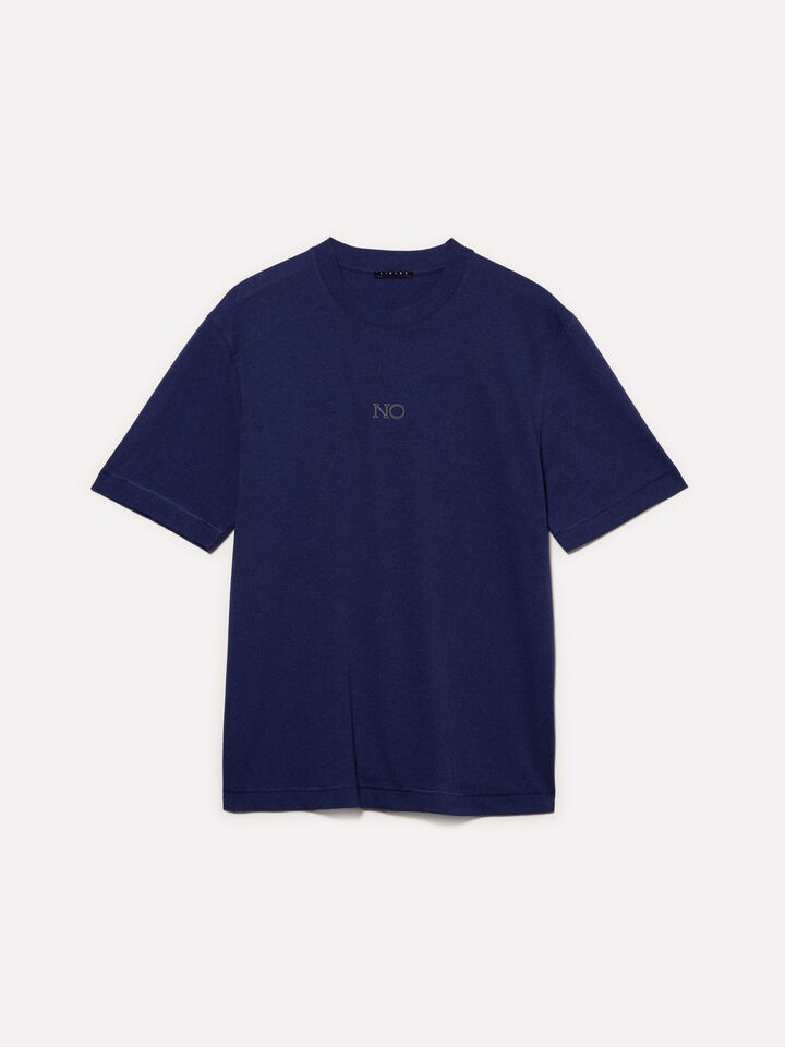 Dark blue t-shirt with print - men's short sleeve t-shirts - Blue | Sisley image number 5